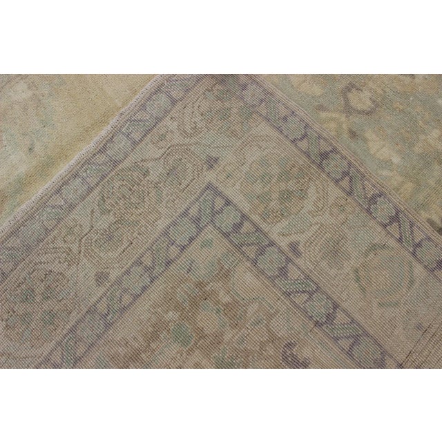 Oushak Vintage Turkish Rug With Faded Central Medallion Design in Cream Colors For Sale - Image 12 of 13