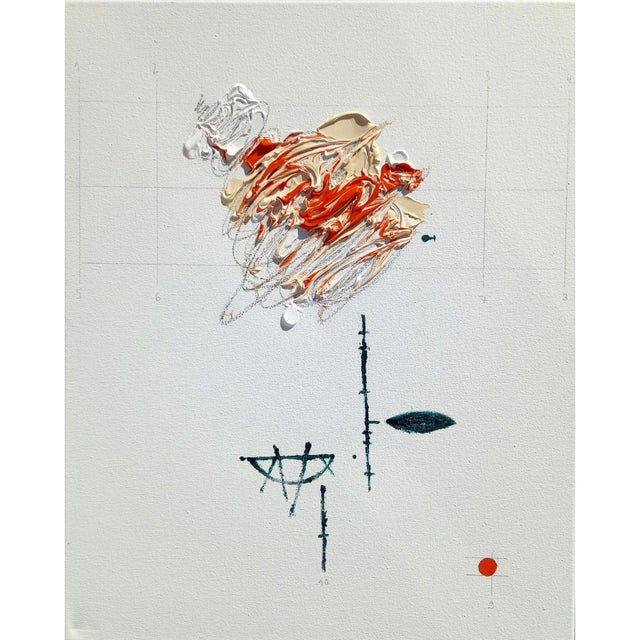 Wood # 'Flower' #2 - High-End Framed Cy Twombly Style Minimalist Botanic Oil on Canvas For Sale - Image 7 of 8