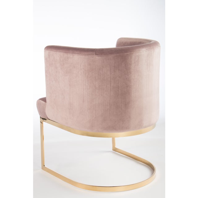 Modern Blush Velvet & Gold Circular Accent Chair Set of 6 ...