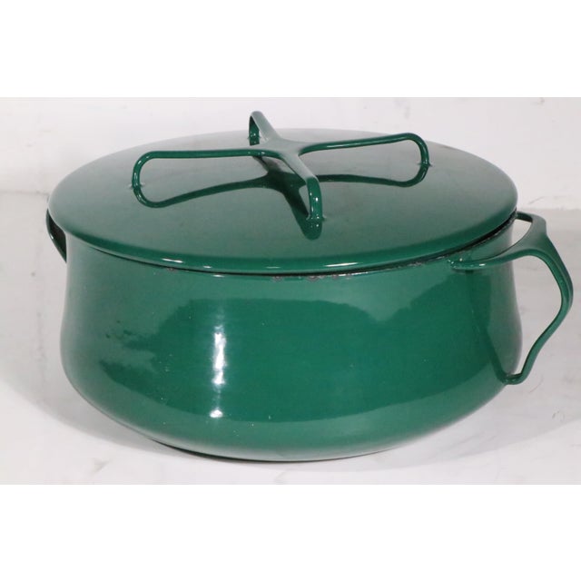 Mid-Century Modern Mid 20th Century Dansk Kobenstykle Covered Casserole in Green Enamel Finish For Sale - Image 3 of 6