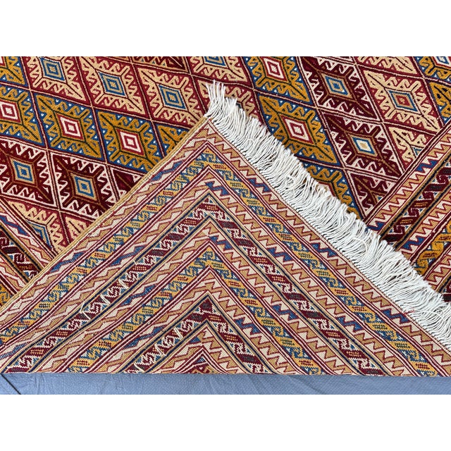 High Quality Gold Mushwani Hand-Woven Kilim Rug - 6'2" X 4'9" For Sale - Image 11 of 12