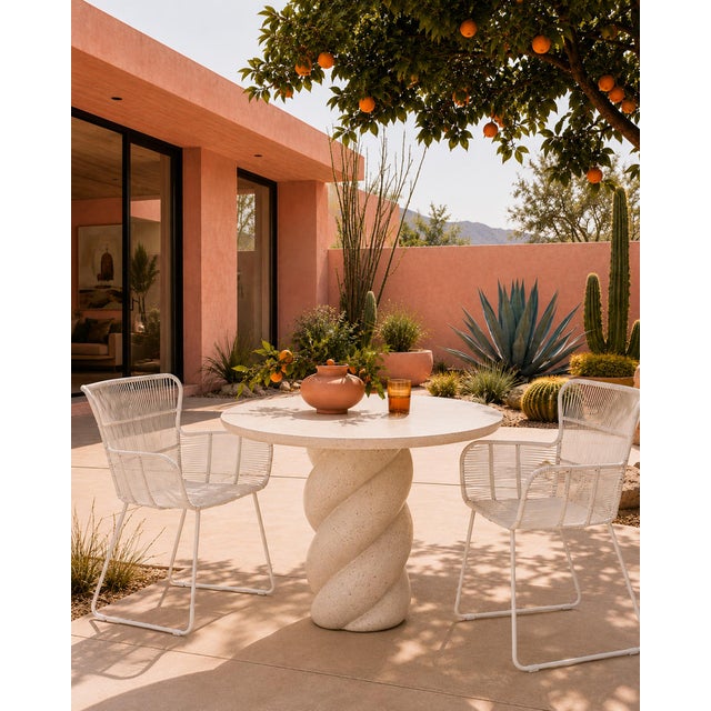 Modern Ivory Terrazzo Twist Outdoor Bistro Table For Sale - Image 3 of 3