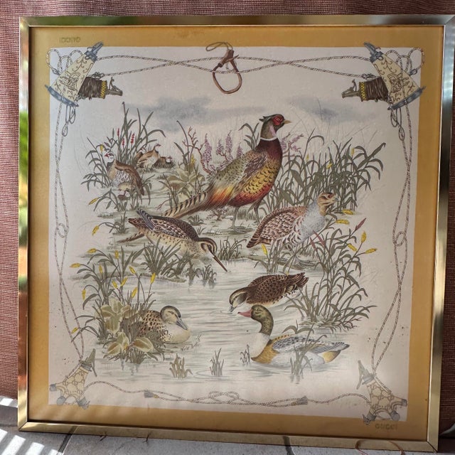 Gucci Silk Vintage Scarf Framed Wall Art 1970's-1980's For Sale - Image 9 of 11