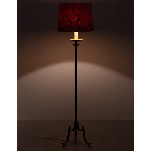1950s Vintage French Tripod Green and Brass Floor Lamp, 1950s For Sale - Image 5 of 8