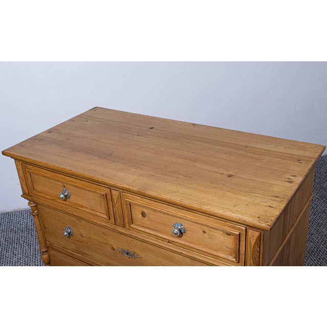 Rustic Pine Chest of Four Drawers with Waxed Finish, 1898 For Sale - Image 3 of 7