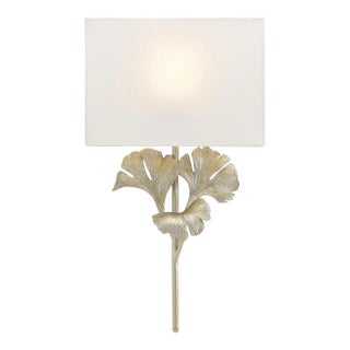 Currey & Company Gingko Wall Sconce, Silver For Sale