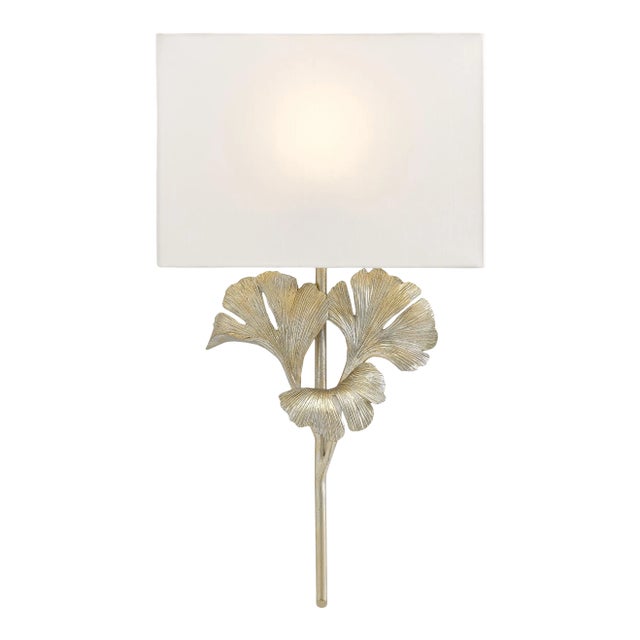 Currey & Company Gingko Wall Sconce, Silver For Sale