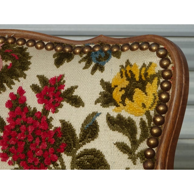 Brown Louis XV Convertible Armchair with Brocade Fabric, 1950s For Sale - Image 8 of 18