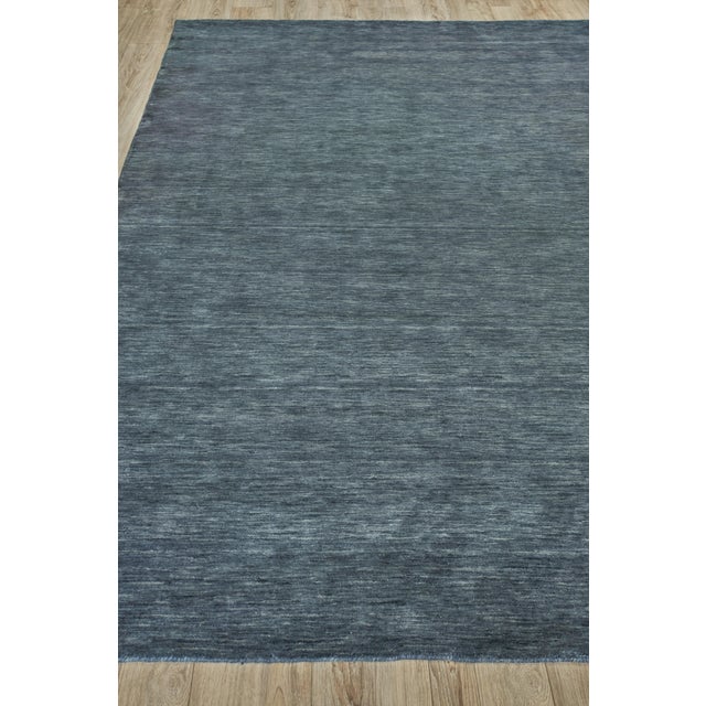 Transitional Exquisite Rugs Roche Handmade New Zealand Wool Dark Blue Rug-6'X9' For Sale - Image 3 of 8
