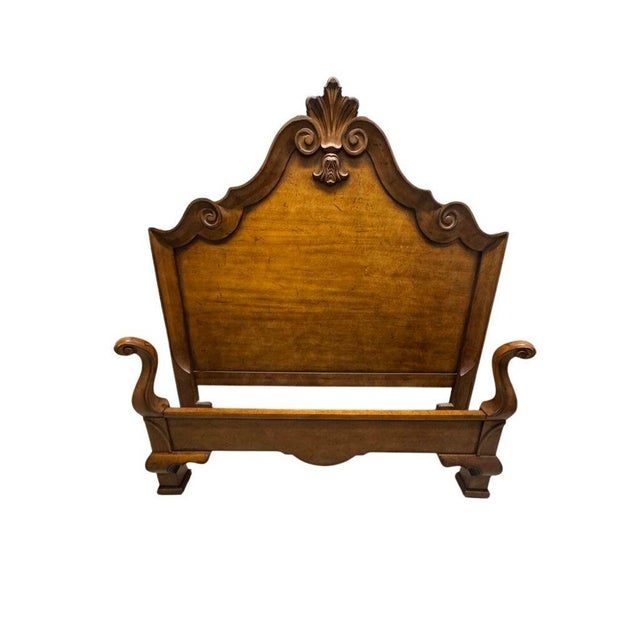 Century Furniture 1990s Century Furniture Queen Size Bedframe With Attached Ruffled Skirt For Sale - Image 4 of 12