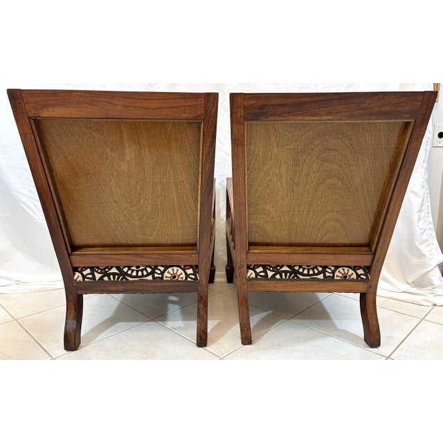 Brown Antique Teak and Cane Arts & Crafts Style Plantation Chairs With Dowel Construction- A Pair For Sale - Image 8 of 18