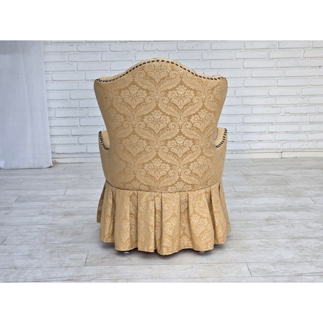 Beige Vintage Danish Cocktail Lounge Chair in Jacquard Fabric and Beech, 1960s For Sale - Image 8 of 18
