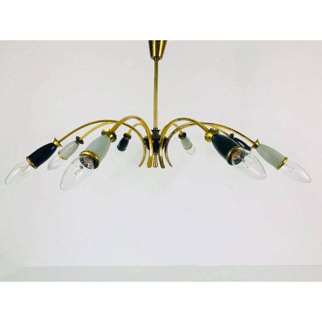 Mid-Century Modern Large Brass 8-Arm Sputnik Chandelier, 1950s For Sale - Image 3 of 13