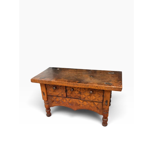 Brown Antique 18c British Colonial Rustic Side Table For Sale - Image 8 of 9