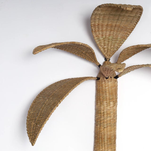 Pair of Woven Reed Palm Tree Wall Sconces From the Fs Flores Collection For Sale - Image 4 of 10