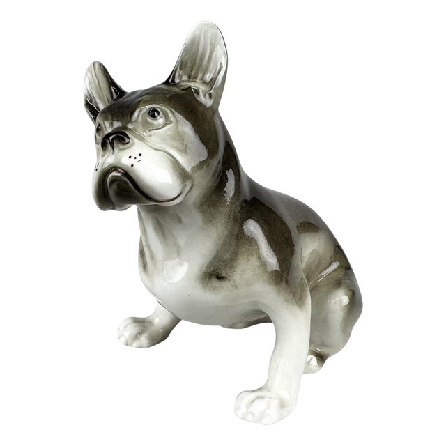 French Bulldog Figurine in Porcelain from Royal Dux, 1960s For Sale