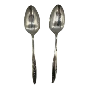 Mid-Century "Silver Flower" and "Song of Autumn" Serving Spoons by Oneida Silver, Pair