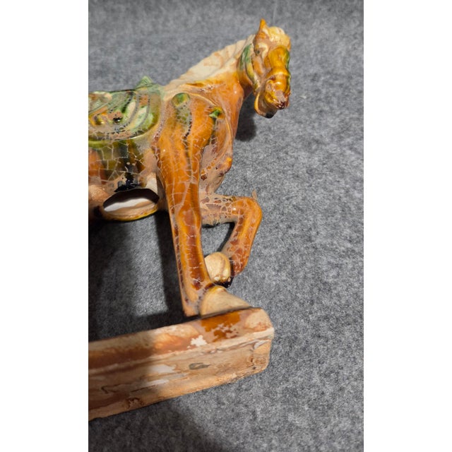 Trio of Chinese Tang Dynasty Style Sancai Glazed War Horses For Sale - Image 14 of 18