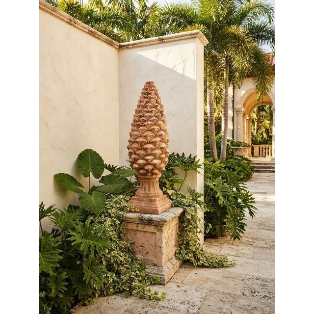 Vintage Tuscan-Style Terracotta Pinecone Finial Statue For Sale - Image 10 of 12