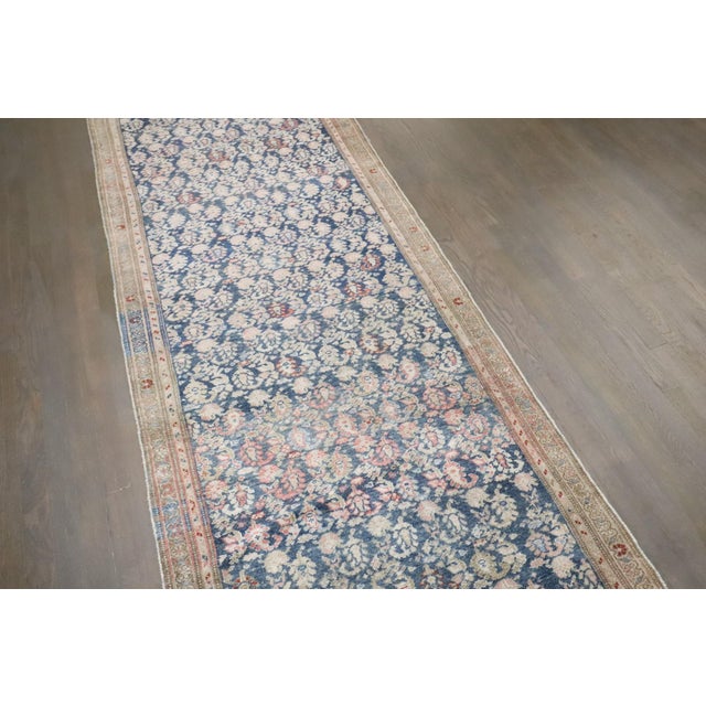 Textile Early 20th Century Ink Blue Long Persian Malayer Runner - 3' x 18'7" For Sale - Image 7 of 12