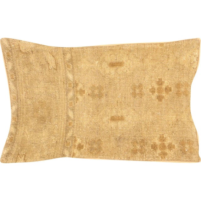 1940s Turkish Oushak Pillow. Hand sewn with fragments of Turkish hand made Oushak wool carpets. Fiber fill. 523152