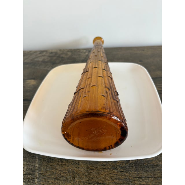Mid-Century Modern Empoli Amber Glass "Genie Bottle" Decanter For Sale - Image 3 of 4