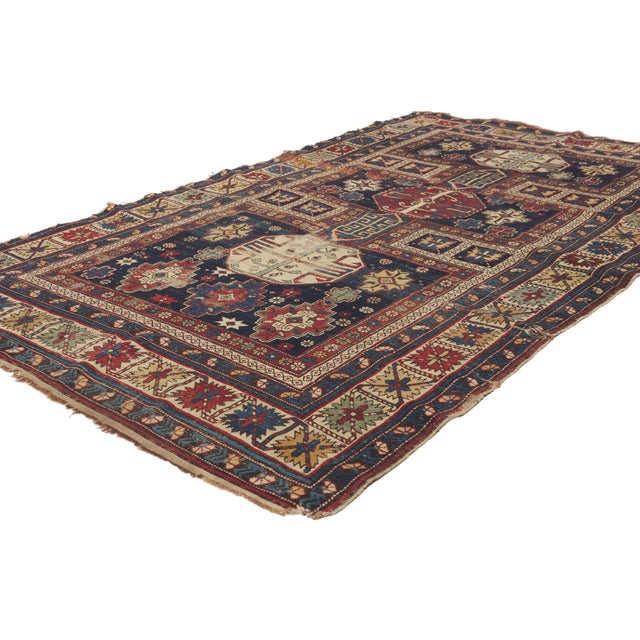 79901 Antique Caucasian Kuba Rug, 04'00 x 06'05. The Sovereign Talisman: A Late 19th Century Caucasian Kuba Masterpiece of...