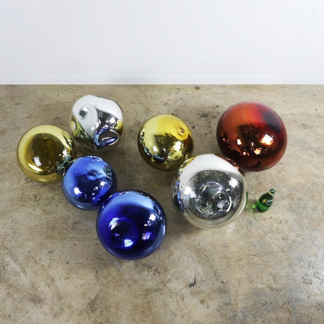 Mexican 1950s Giant Mexican Modernism Mercury Glass Spheres Set of 7 For Sale - Image 3 of 5