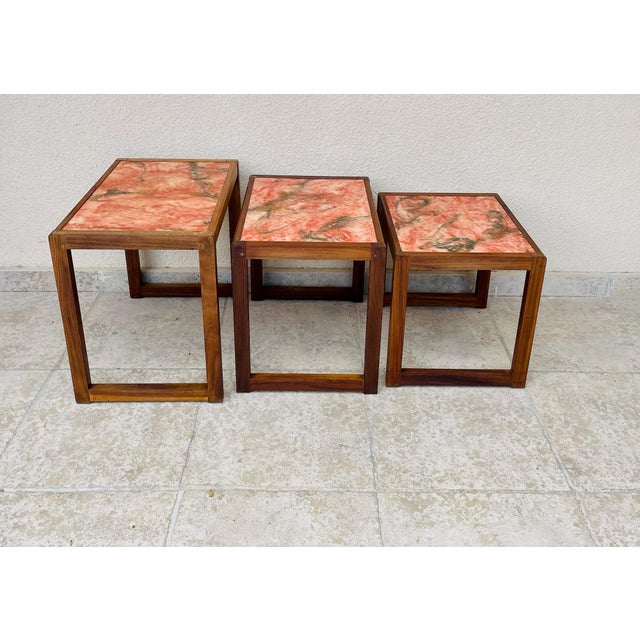 1960s Vintage Scandinavian Teak Nesting Tables, 1960s, Set of 3 For Sale - Image 5 of 17