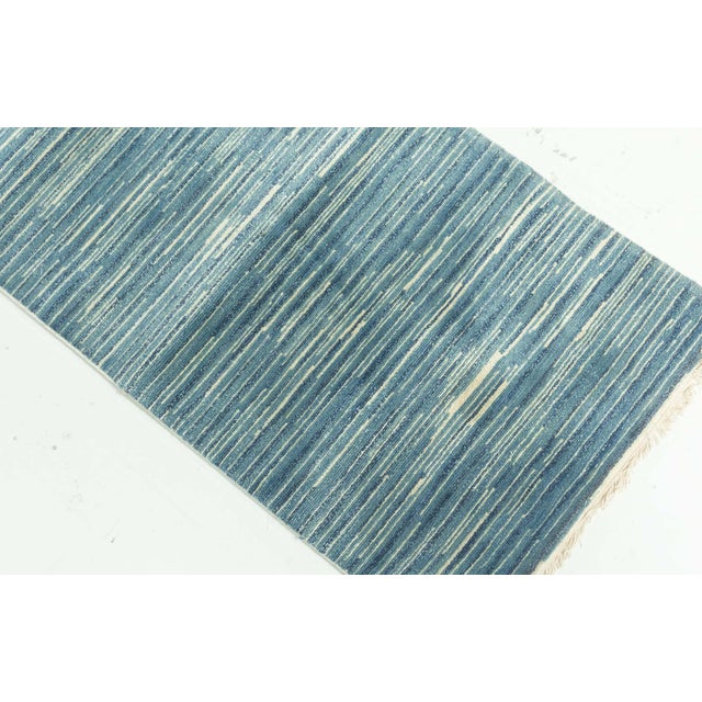 Modern Swedish design blue wool Runner by Doris Leslie Blau Size: 1'10" × 18'4" (55 × 558 cm) This contemporary Swedish...
