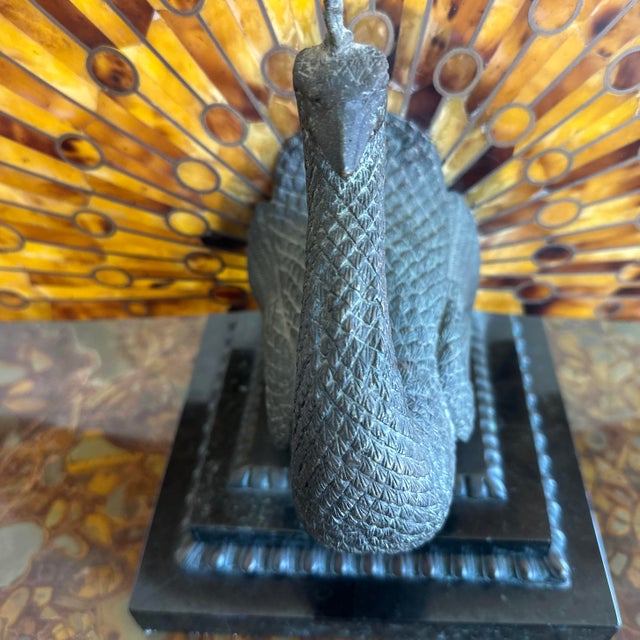 Maitland - Smith Late 20th Century Maitland-Smith Tessellated Penshell Peacock Lamp For Sale - Image 4 of 10