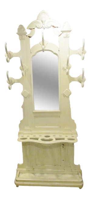 19th Century Victorian Renaissance Mahogany Hall Tree Stand Mirror Umbrella Hold