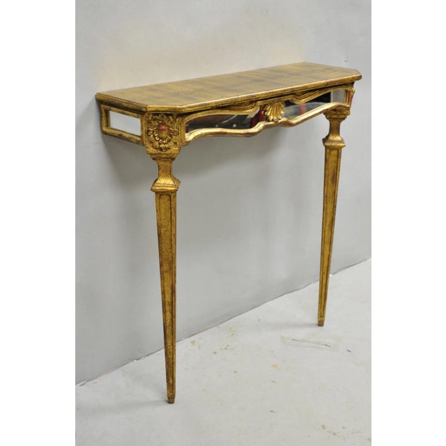 Vintage Italian Venetian Hollywood Regency Gold Gilt Small Wall Console Table For Sale - Image 18 of 18