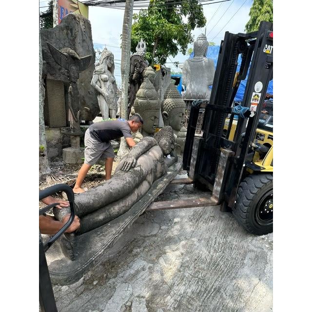 Exquisite large hand, carved vintage stone sleeping Buddha. Stunning vintage piece with beautiful expression and peaceful...