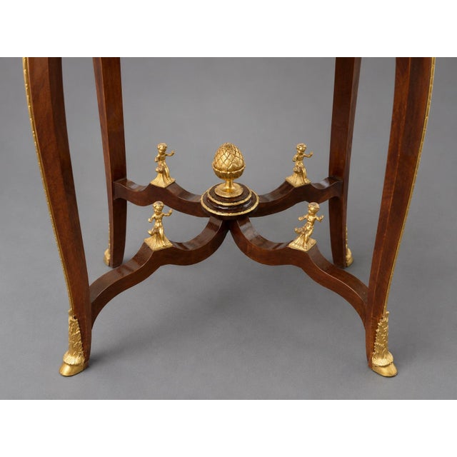Brown 1960s French Louis XVI Mahogany Marble Side Table-1 Pc For Sale - Image 8 of 11