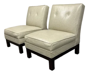 Crate & Barrel Leather Slipper Lounge Chairs, Pair