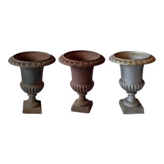 Antique Garden Urns Campagna Form - Set of 3 For Sale