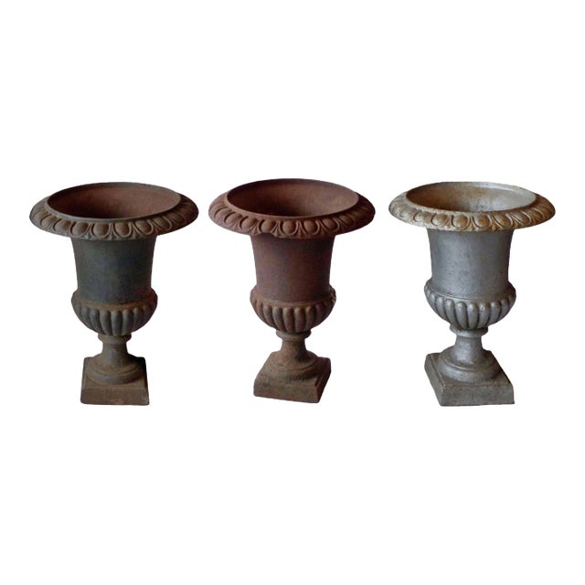 Antique Garden Urns Campagna Form - Set of 3 For Sale