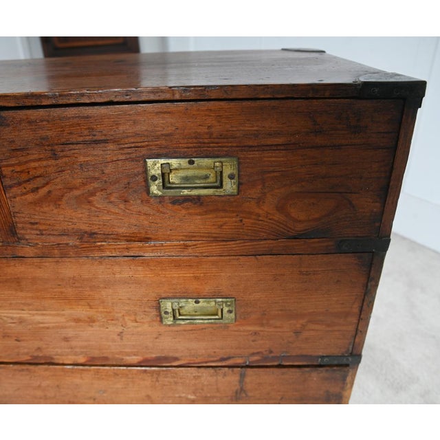 Antique Military Campaign Pine Chest from Holloway and Son, 1880s For Sale - Image 5 of 14