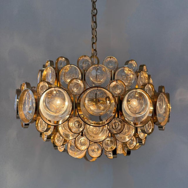 Postmodern 24-Karat Gold-Plated 6-Light Chandelier by Gaetano Sciolari for Palwa, 1970s For Sale - Image 18 of 18