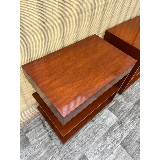 Wood A Pair of Walnut Nightstands by Ralph Lauren Modern Hollywood Home Collection For Sale - Image 7 of 17