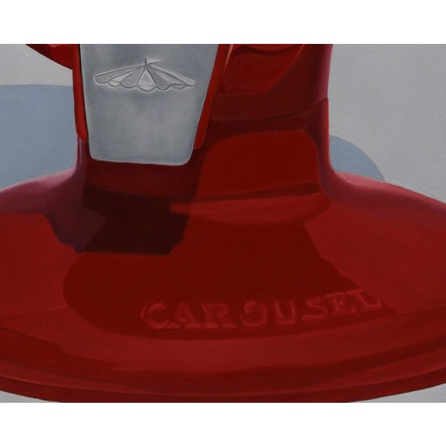 Realism Gumball Machine by Suzy Smith | Oil Painting of a red gumball machine filled with colorful gumballs For Sale - Image 3 of 5