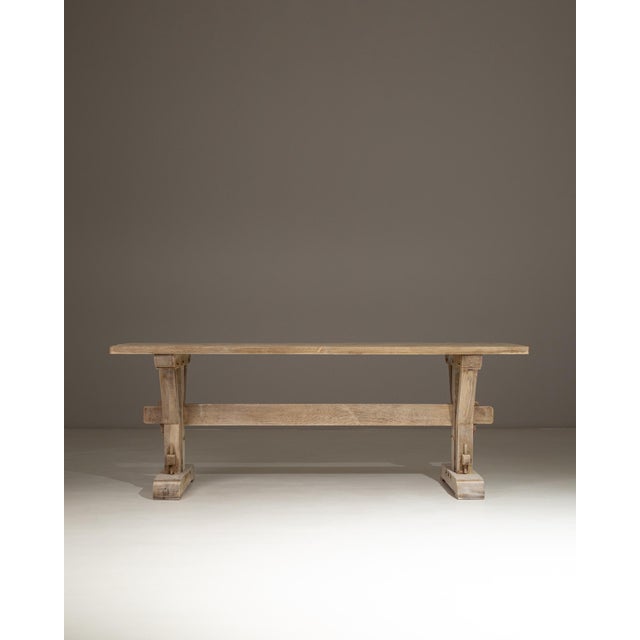 1970s French Oak Trestle Dining Table For Sale - Image 4 of 18