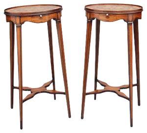 Mahogany and Inlaid Urn Stands, 1900s, Set of 2