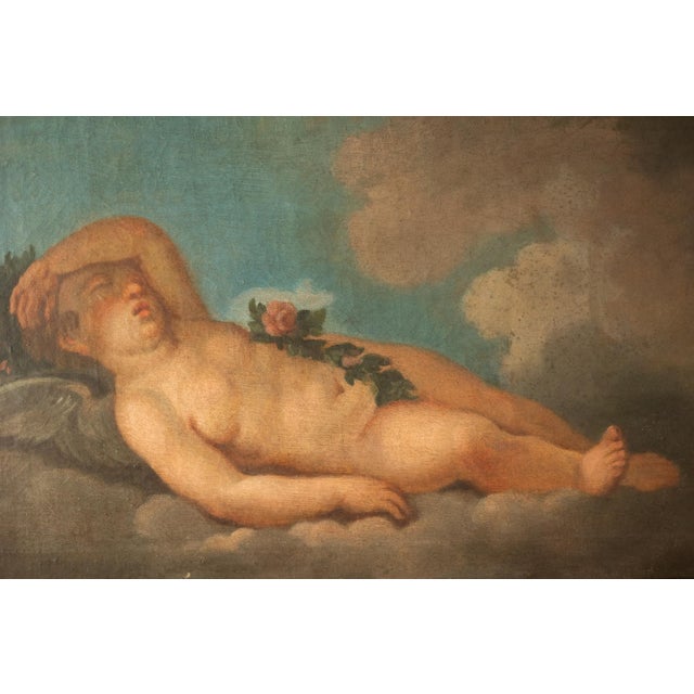 Venetian School Artist, Cherubs, Late 18th Century, Oil on Canvases, Framed, Set of 2 For Sale - Image 6 of 10