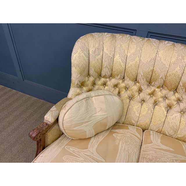 Wood French Upholstered Walnut Salon Suite, 1920, Set of 3 For Sale - Image 7 of 18