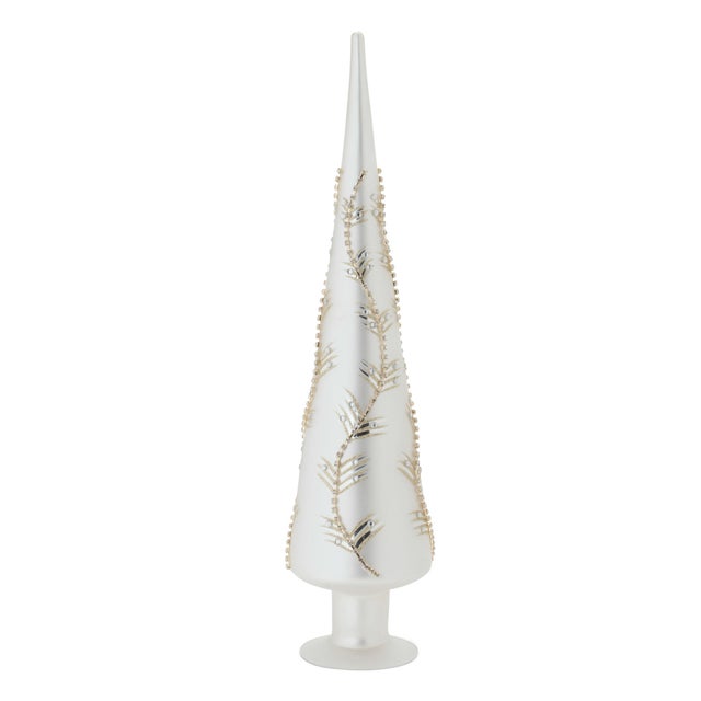 Add graceful height and refined sparkle to your holiday décor with this set of two white and gold glass finials, designed...