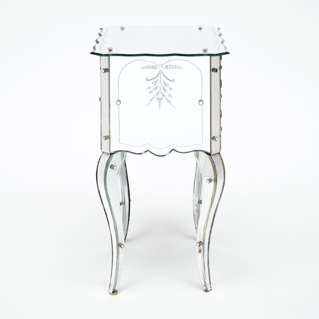 Art Deco Period French Mirrored Side Table, Engraved, Circa 1940 For Sale In Austin - Image 6 of 9
