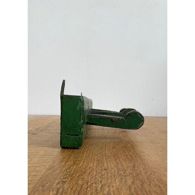 Antique Rustic Wooden Peg Hook in Green For Sale - Image 13 of 15