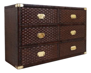 Vintage Coastal Woven Rattan Chest of Drawers, 1970s